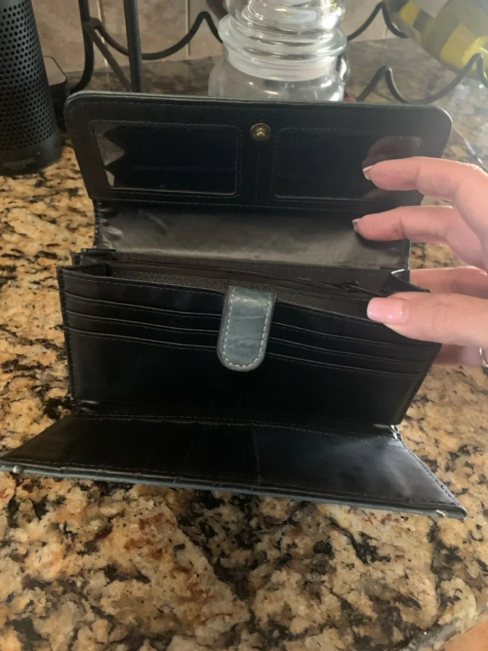 b.o.c. Blue Tooled Floral Leather Wallet